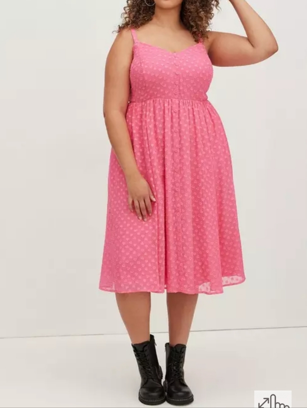 Torrid Faux Button Front Clip Heart Chiffon Midi Dress Plus Size 3X